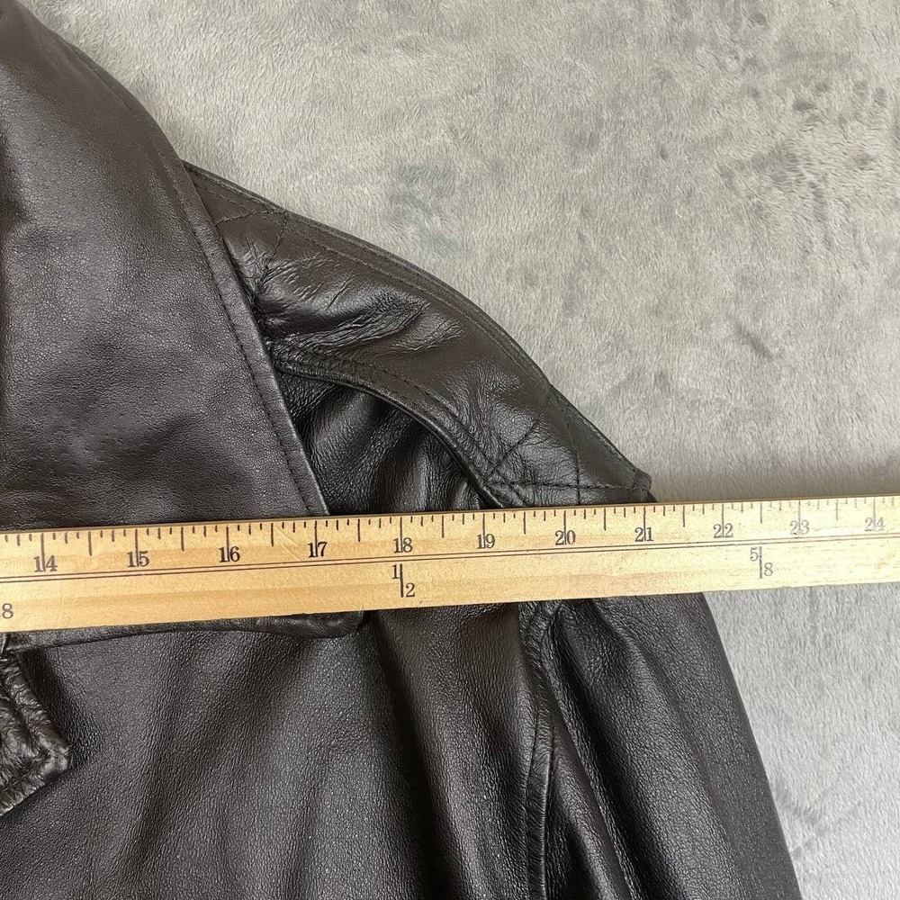 Men's Black Leather Bomber Flight Aviator Jacket Large - Picture 3 of 10